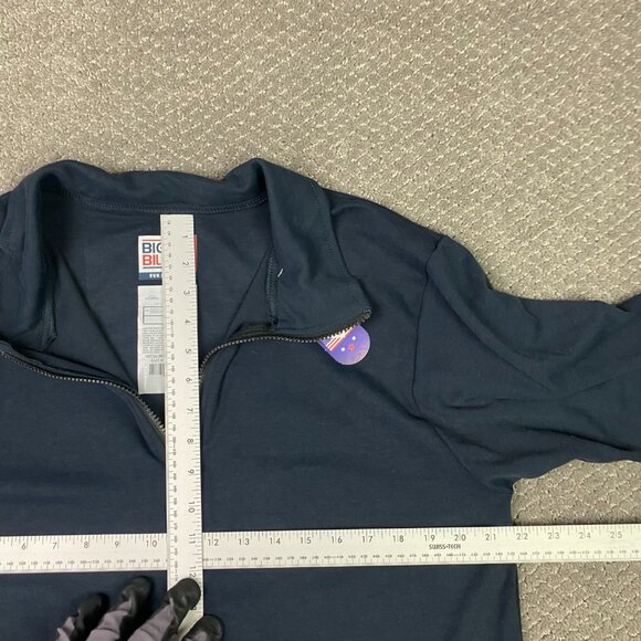 Big Bill FR 1/4 Zip Grid Fleece Pullover Mens Large Navy Quarter 16.4 Arc Rated - Picture 12 of 14
